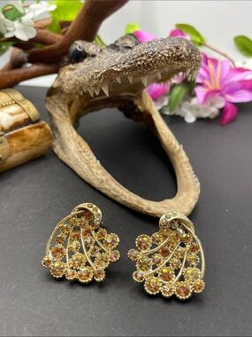 BSK vintage rhinestone clip earrings